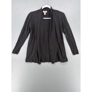 LOFT Womens Cardigan Charcoal Grey Open Front Knit‎ Sweater XSP